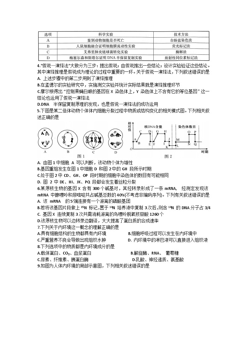 河南省创新联盟TOP二十名校2023-2024学年高二上学期9月调研生物试卷第2页