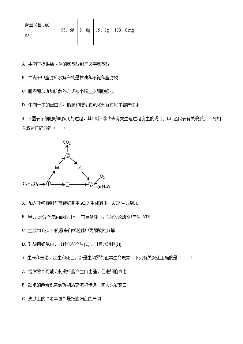 2022-2023学年湖南省永州市第一中学高一下学期6月月考生物试题Word版含解析02