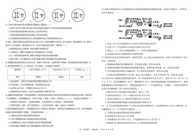 2022-2023学年四川省成都市树德中学高一下学期期末考试生物PDF版含答案02