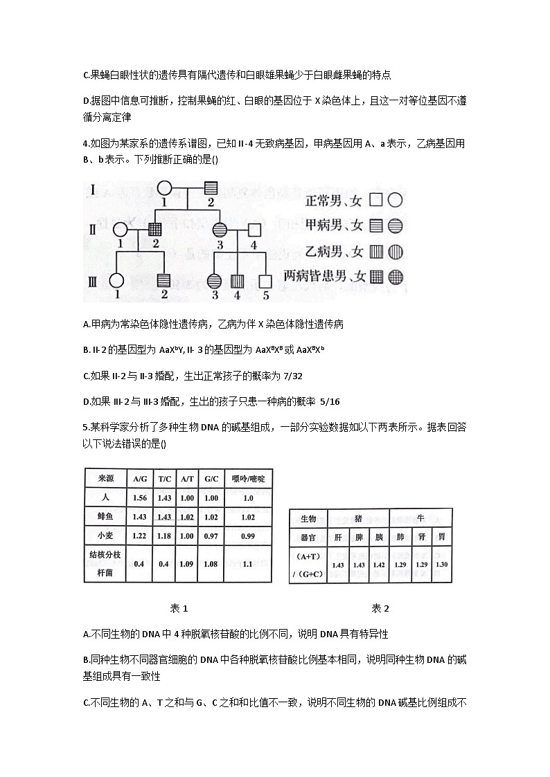 2022-2023学年湖南省长沙市雅礼中学高一下学期期末考试生物试题含答案02