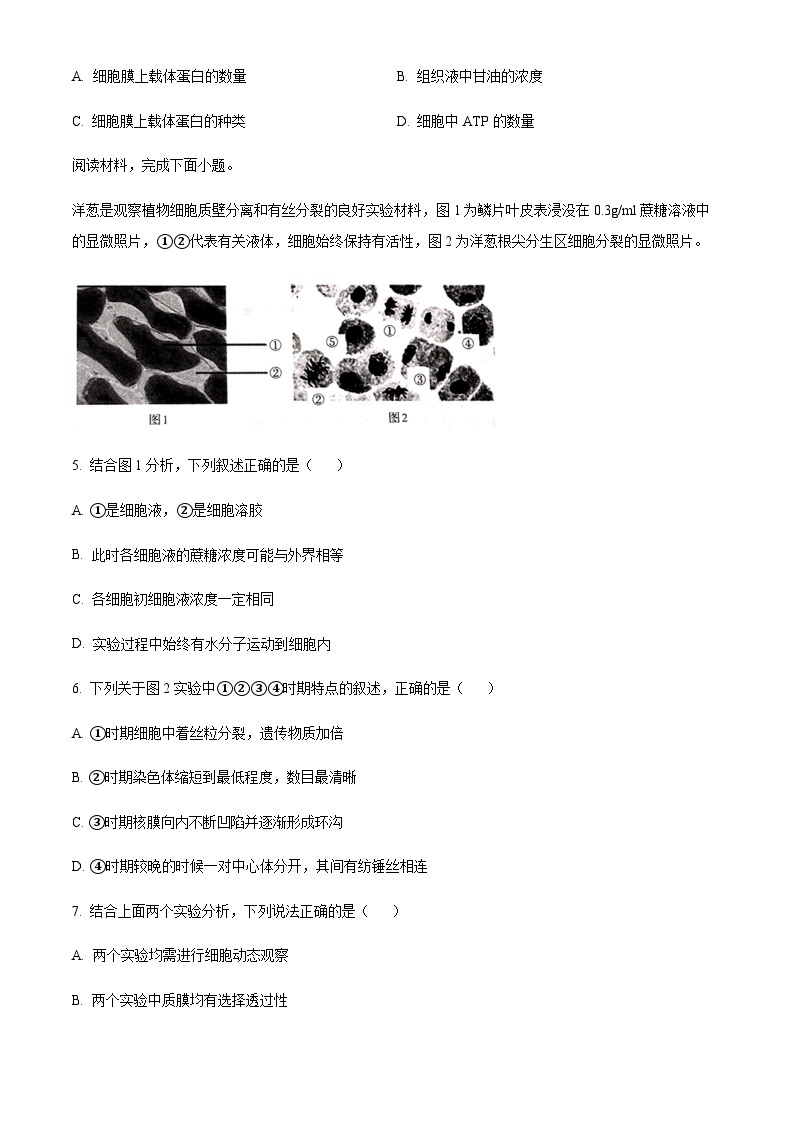 2022-2023学年浙江省绍兴区上虞区高一下学期（6月）学考适应性考试生物试题含答案02