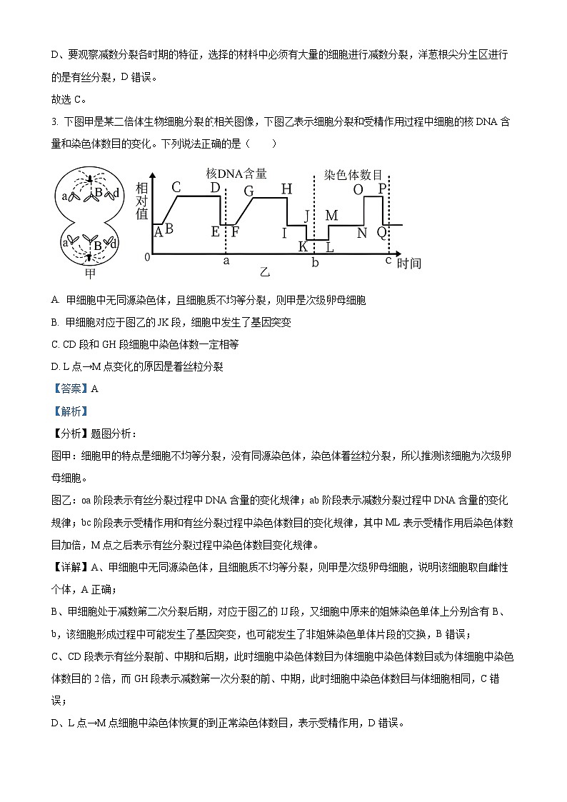 四川省成都市石室中学2023-2024学年高二生物上学期开学考试试题（Word版附解析）第3页
