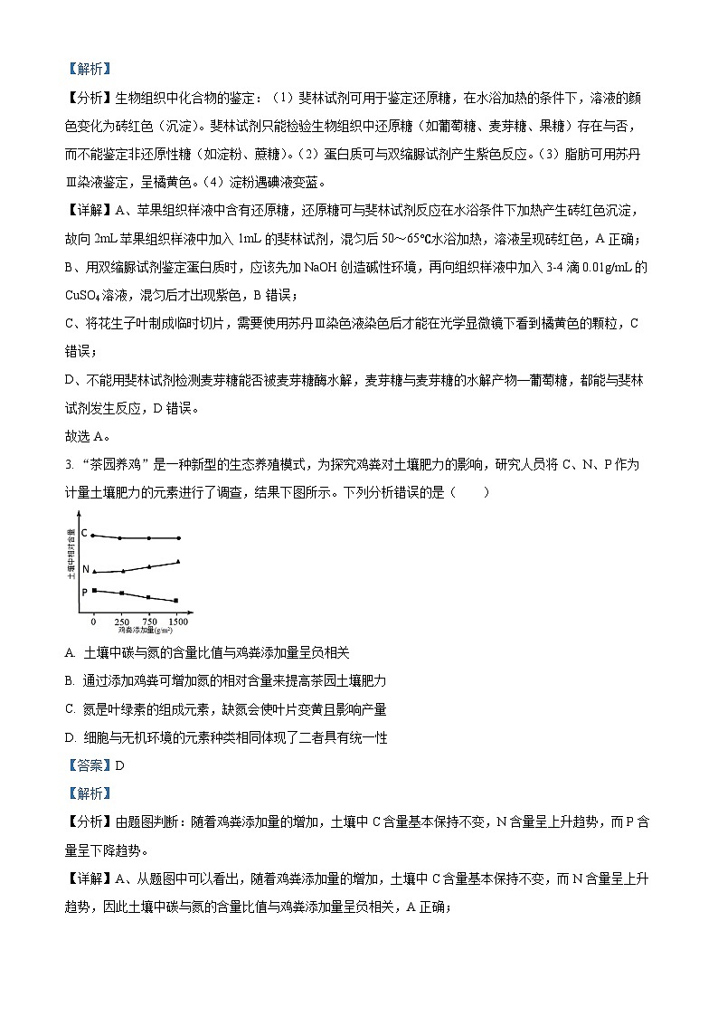 精品解析：河南省南阳市一中2023-2024学年高三上学期第一次月考生物试题（解析版）第2页