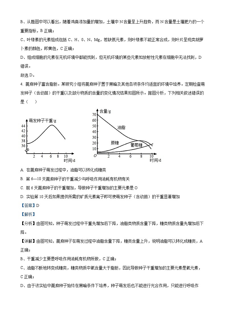 精品解析：河南省南阳市一中2023-2024学年高三上学期第一次月考生物试题（解析版）第3页