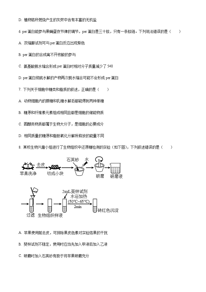 四川省成都市石室中学2024届高三零诊模拟考试 生物第3页