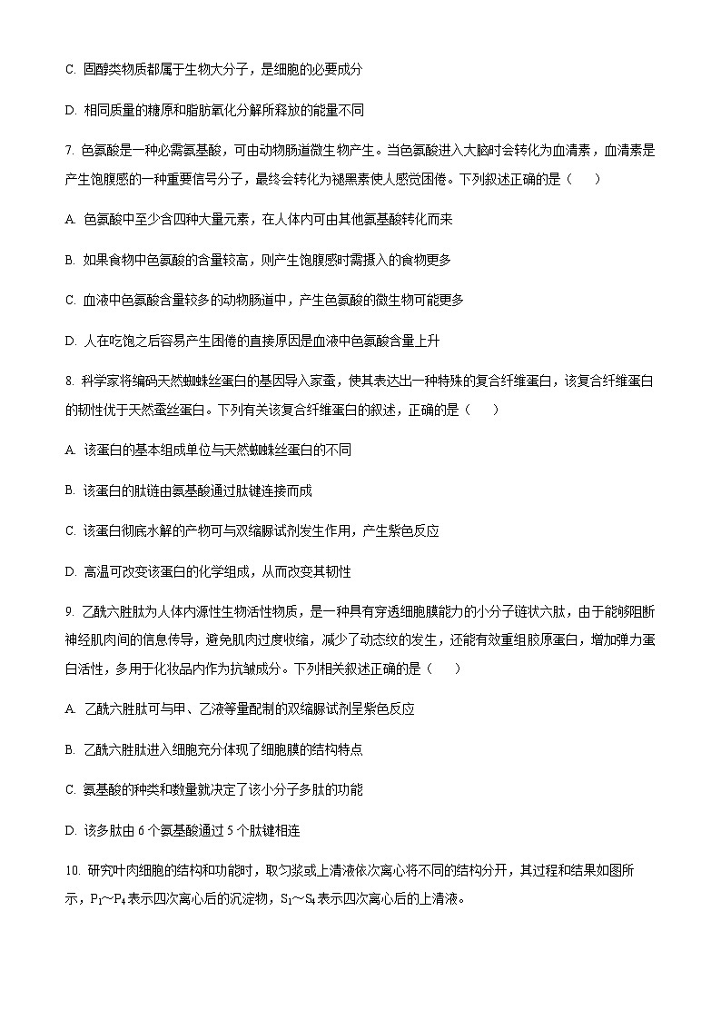 四川省眉山市仁寿一中南校区2023-2024学年高三上学期第一次调研考试生物试题  Word版无答案第3页