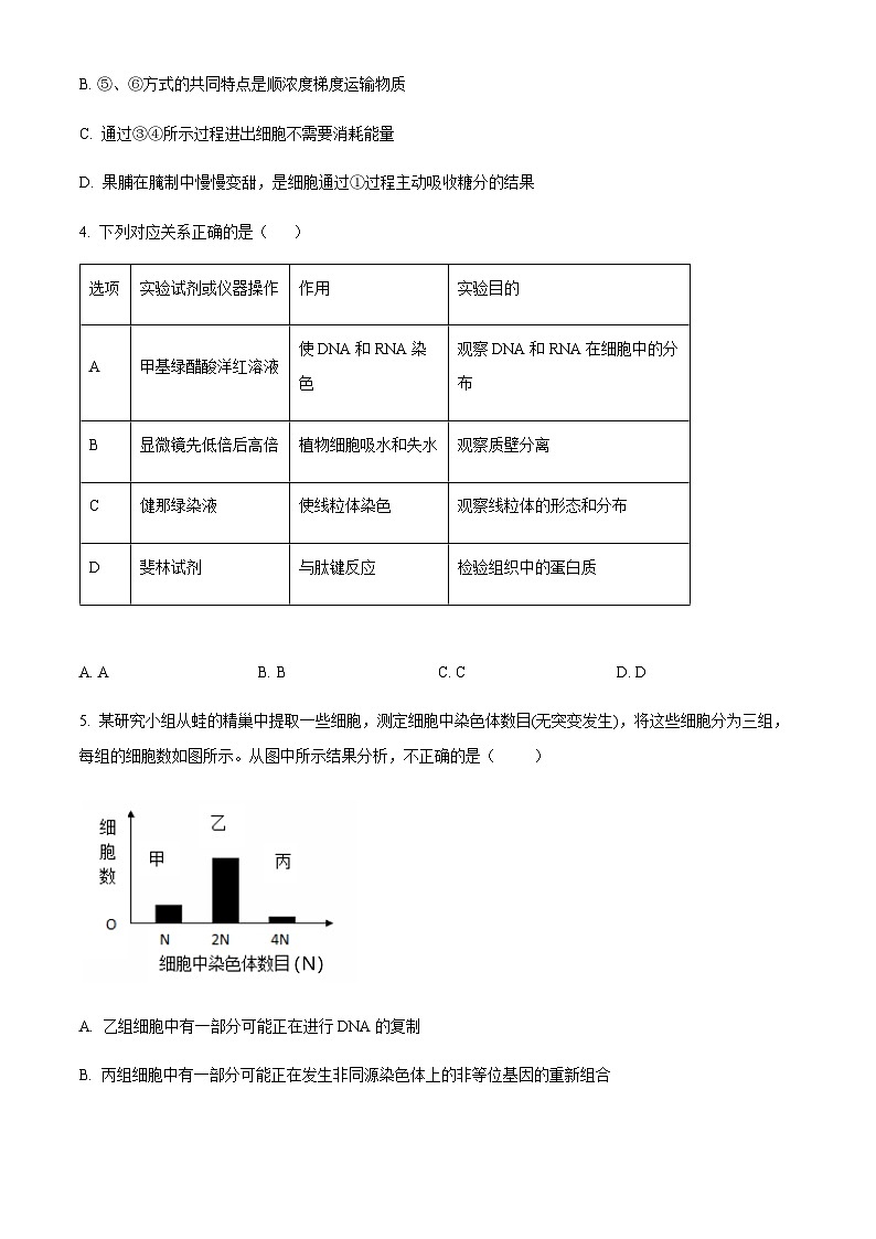 2022-2023学年四川省绵阳市三台中学高三上学期第一次教学质量测试理综生物试题含答案02