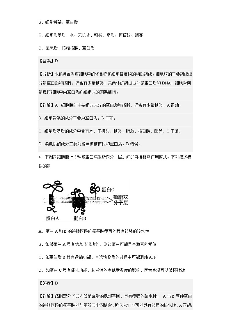 2022-2023学年安徽省安庆市二中高三上学期阶段考试理综生物试题含答案03