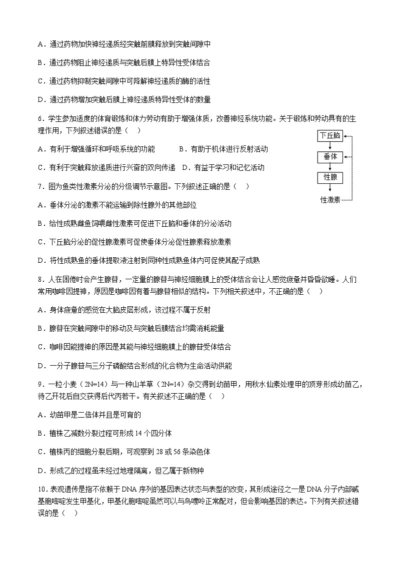 2022-2023学年四川省成都市石室中学高三上学期周练生物10含答案02