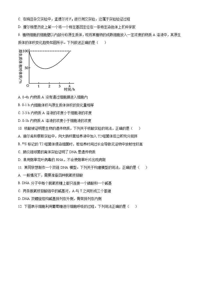 浙江省名校协作体2023-2024学年高二上学期开学考试生物试题无答案第3页