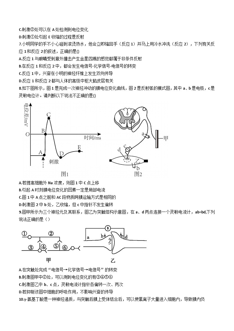 江苏省常州市前黄高级中学2022-2023学年高二上学期第一次学情检测生物试题02