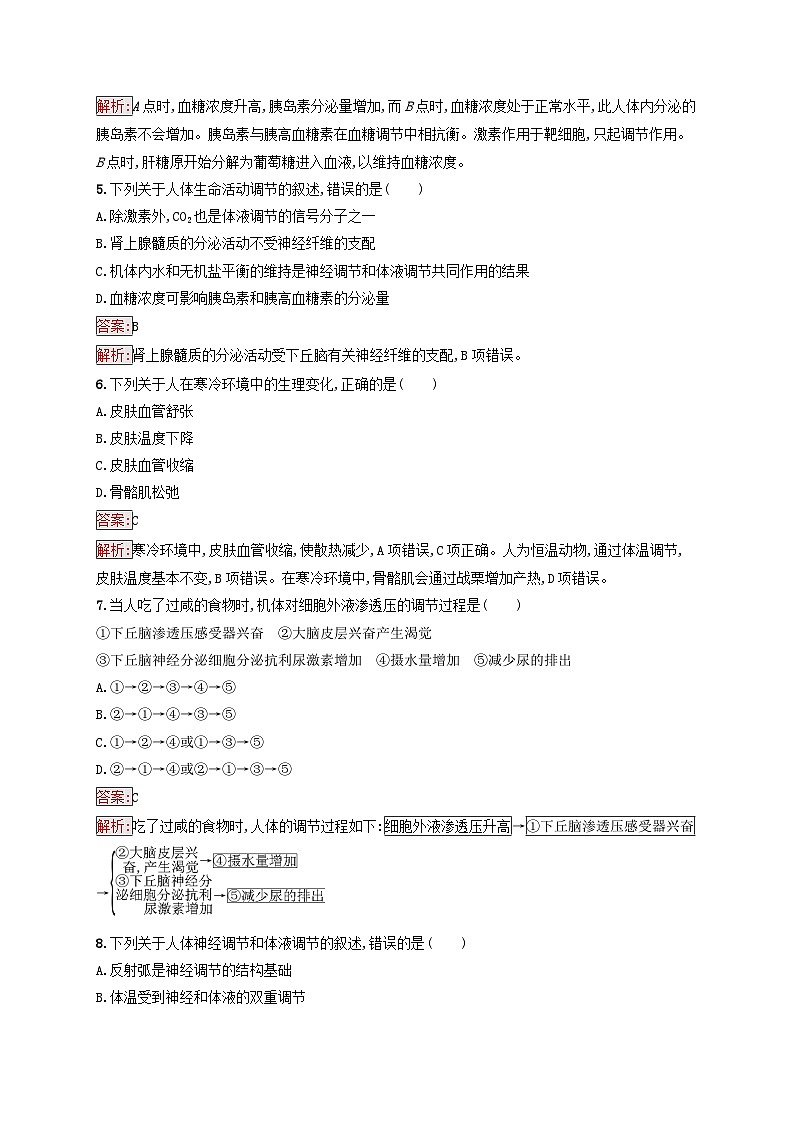 新教材适用2023年高中生物第3章体液调节测评新人教版选择性必修1第3页