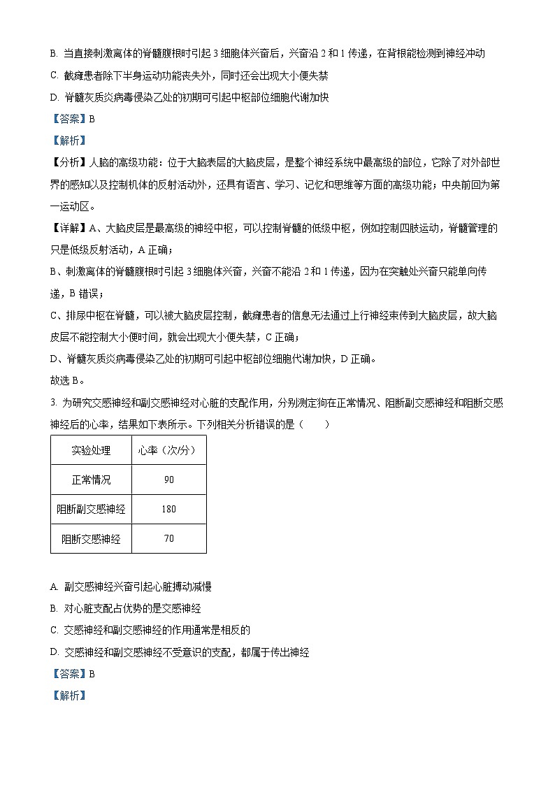 江苏省海安高级中学2023-2024学年高二上学期第一次考试生物试题含解析第2页