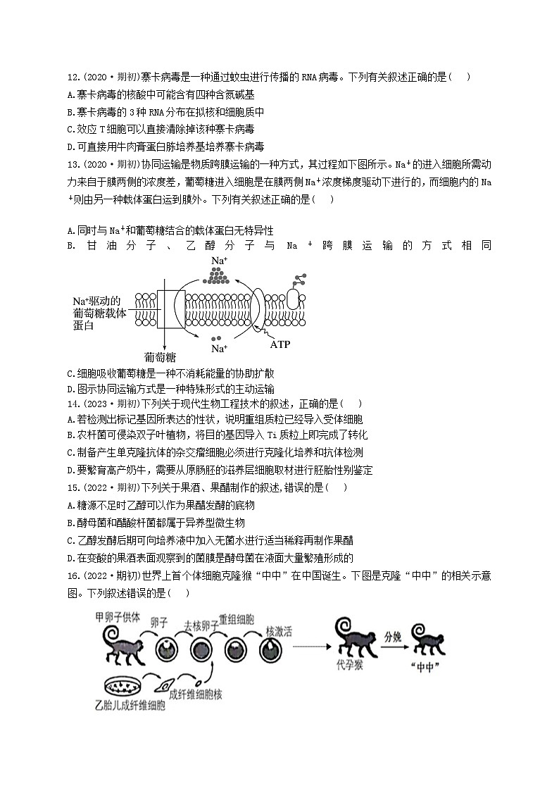 江苏省南京市九中2023-2024高三上学期8月暑期质量调研生物试卷+答案03