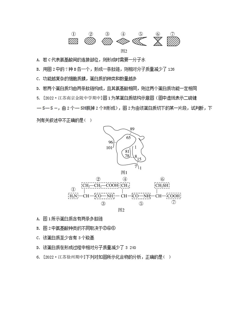 江苏专版2023_2024学年新教材高中生物第一章细胞的分子组成第三节细胞中的蛋白质和核酸第一课时细胞的功能主要由蛋白质完成分层作业苏教版必修1第2页