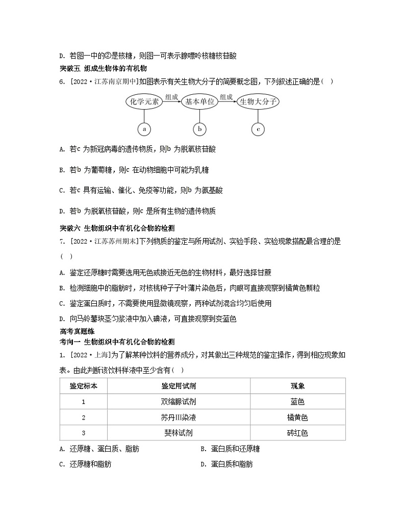 江苏专版2023_2024学年新教材高中生物第一章细胞的分子组成本章知识网络苏教版必修1第3页