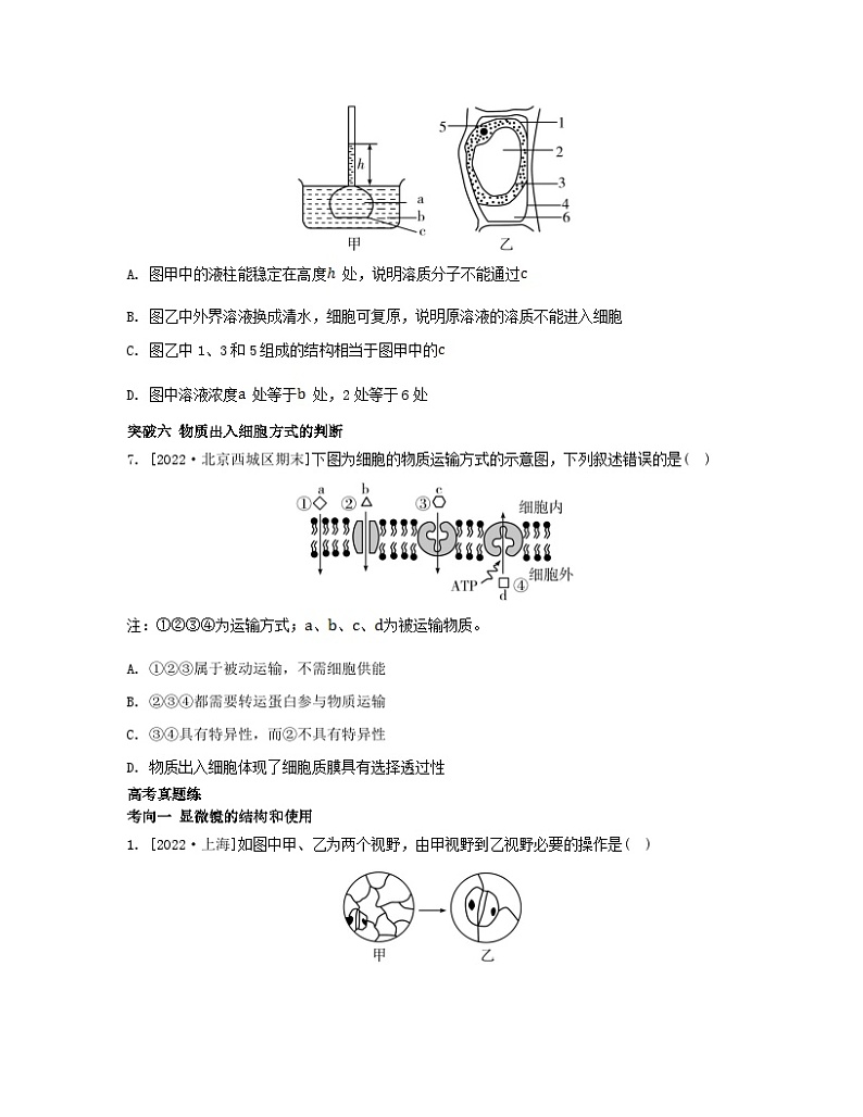 江苏专版2023_2024学年新教材高中生物第二章细胞的结构和生命活动本章知识网络苏教版必修1 试卷03