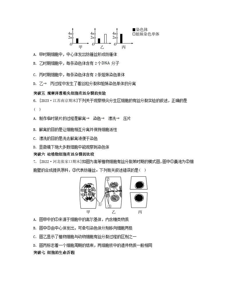 江苏专版2023_2024学年新教材高中生物第四章细胞增殖分化衰老和死亡本章知识网络苏教版必修1 试卷03