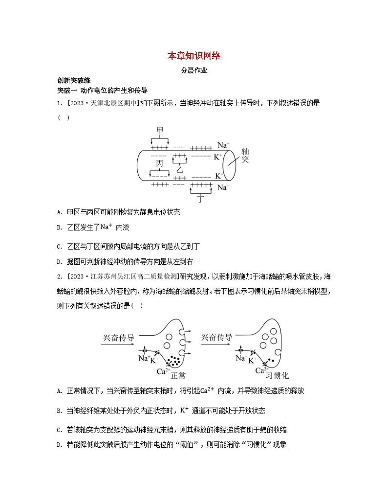 江苏专版2023_2024学年新教材高中生物第一章人体稳态维持的生理基础本章知识网络苏教版选择性必修1第1页