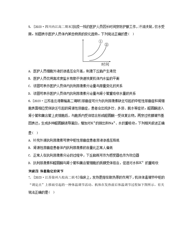 江苏专版2023_2024学年新教材高中生物第二章人体内环境与稳态本章知识网络苏教版选择性必修1 试卷03