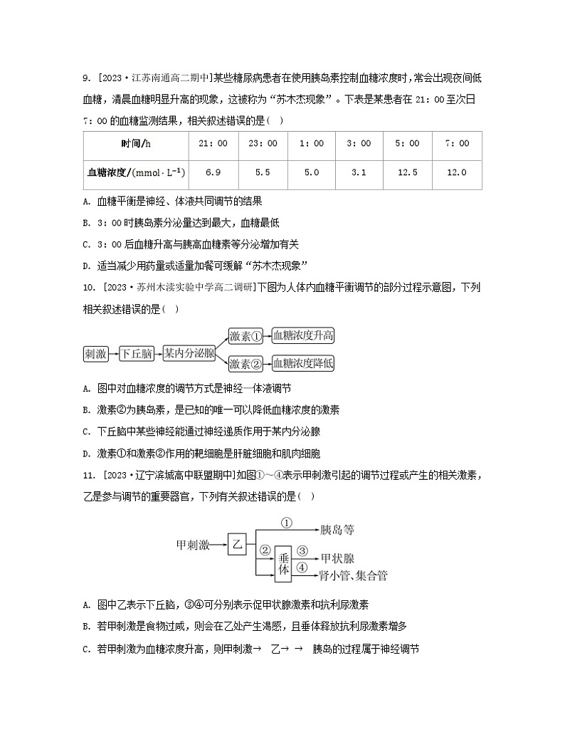 江苏专版2023_2024学年新教材高中生物第二章人体内环境与稳态章末测评卷苏教版选择性必修103