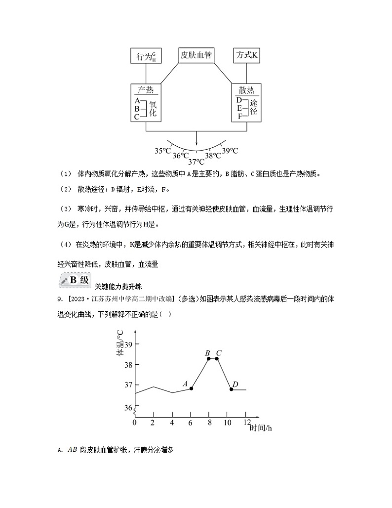 江苏专版2023_2024学年新教材高中生物第二章人体内环境与稳态第四节体温稳定的调节分层作业苏教版选择性必修103