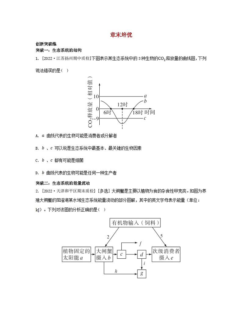 江苏专版2023_2024学年新教材高中生物第三章生态系统章末培优苏教版选择性必修2第1页