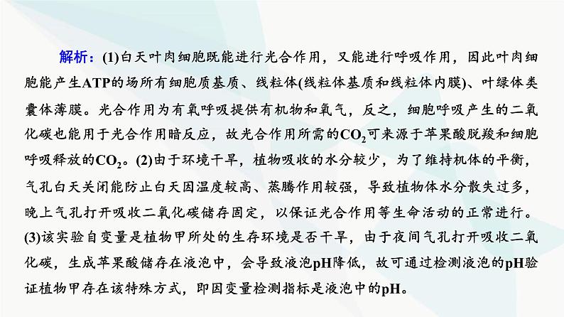 2024届高考生物一轮复习第3单元高频考点进阶课1光合作用与细胞呼吸的综合应用课件05