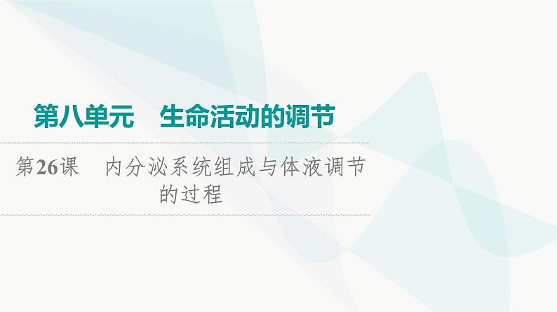 2024届高考生物一轮复习第8单元第26课内分泌系统组成与体液调节的过程课件第1页