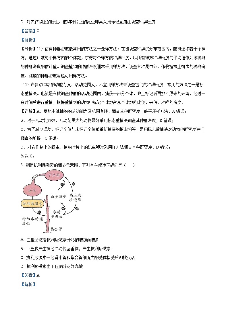 四川省泸县第四中学2023-2024学年高三生物上学期开学考试试题（Word版附解析）02