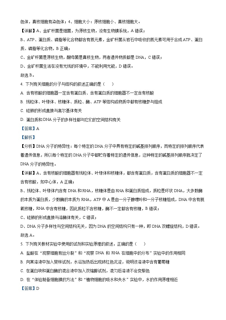 四川省射洪中学2023-2024学年高三生物补习班上学期入学考试试题（Word版附解析）第3页