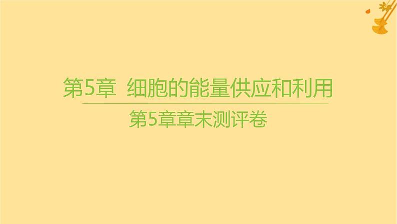 江苏专版2023_2024学年新教材高中生物第5章细胞的能量供应和利用章末测评卷课件新人教版必修1第1页