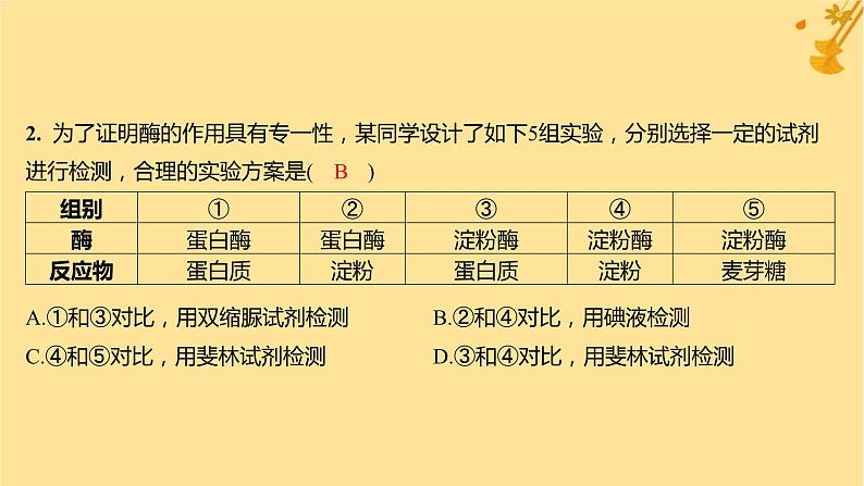 江苏专版2023_2024学年新教材高中生物第5章细胞的能量供应和利用第1节降低化学反应活化能的酶第2课时酶的特性分层作业课件新人教版必修104