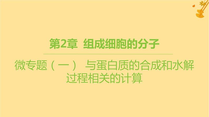 江苏专版2023_2024学年新教材高中生物第2章组成细胞的分子微专题一与蛋白质的合成和水解过程相关的计算课件新人教版必修101