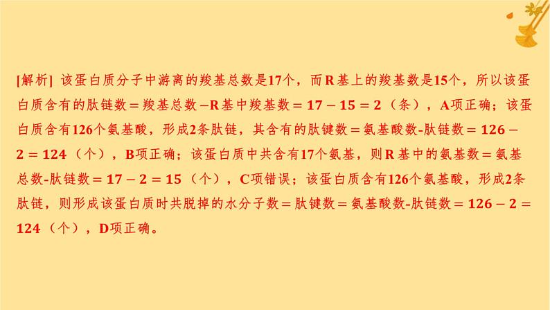 江苏专版2023_2024学年新教材高中生物第2章组成细胞的分子微专题一与蛋白质的合成和水解过程相关的计算课件新人教版必修105