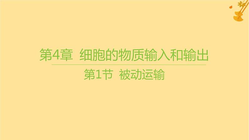 江苏专版2023_2024学年新教材高中生物第4章细胞的物质输入和输出第1节被动运输课件新人教版必修1第1页