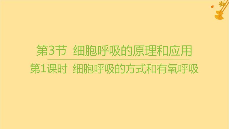 江苏专版2023_2024学年新教材高中生物第5章细胞的能量供应和利用第3节细胞呼吸的原理和应用第1课时细胞呼吸的方式和有氧呼吸课件新人教版必修1第1页