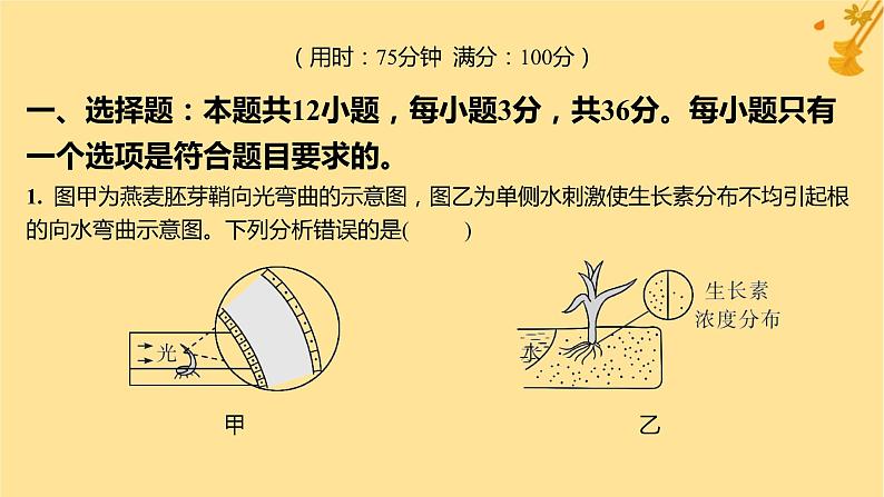 江苏专版2023_2024学年新教材高中生物第5章植物生命活动的调节章末测评卷课件新人教版选择性必修103