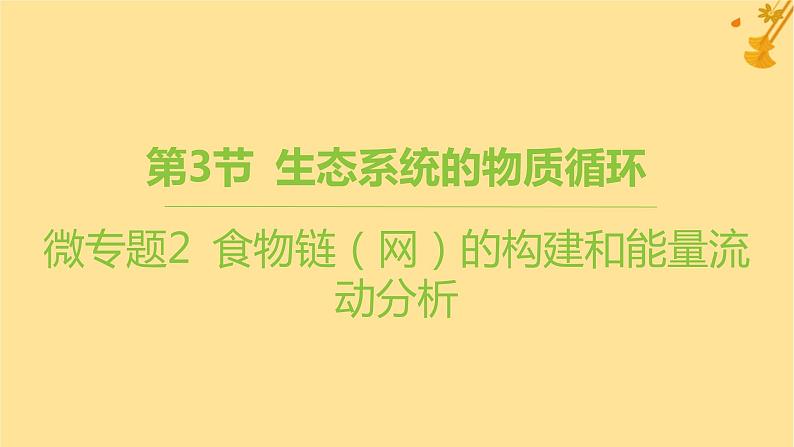 江苏专版2023_2024学年新教材高中生物第3章生态系统及其稳定性微专题2食物链网的构建和能量流动分析课件新人教版选择性必修201