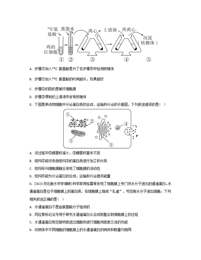 江苏专版2023_2024学年新教材高中生物第3章细胞的基本结构章末测评卷新人教版必修103