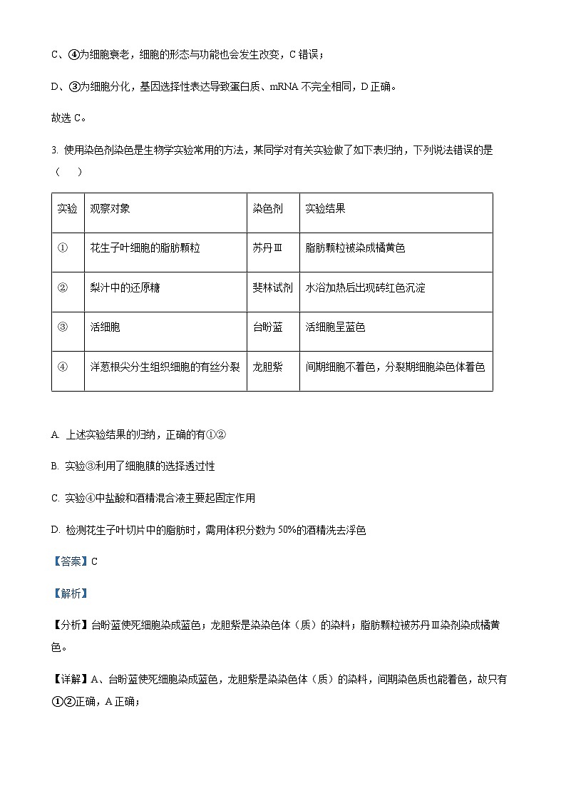 重庆市第八中学2022-2023学年高三下学期高考适应性月考（五）生物试题 Word版含解析第3页