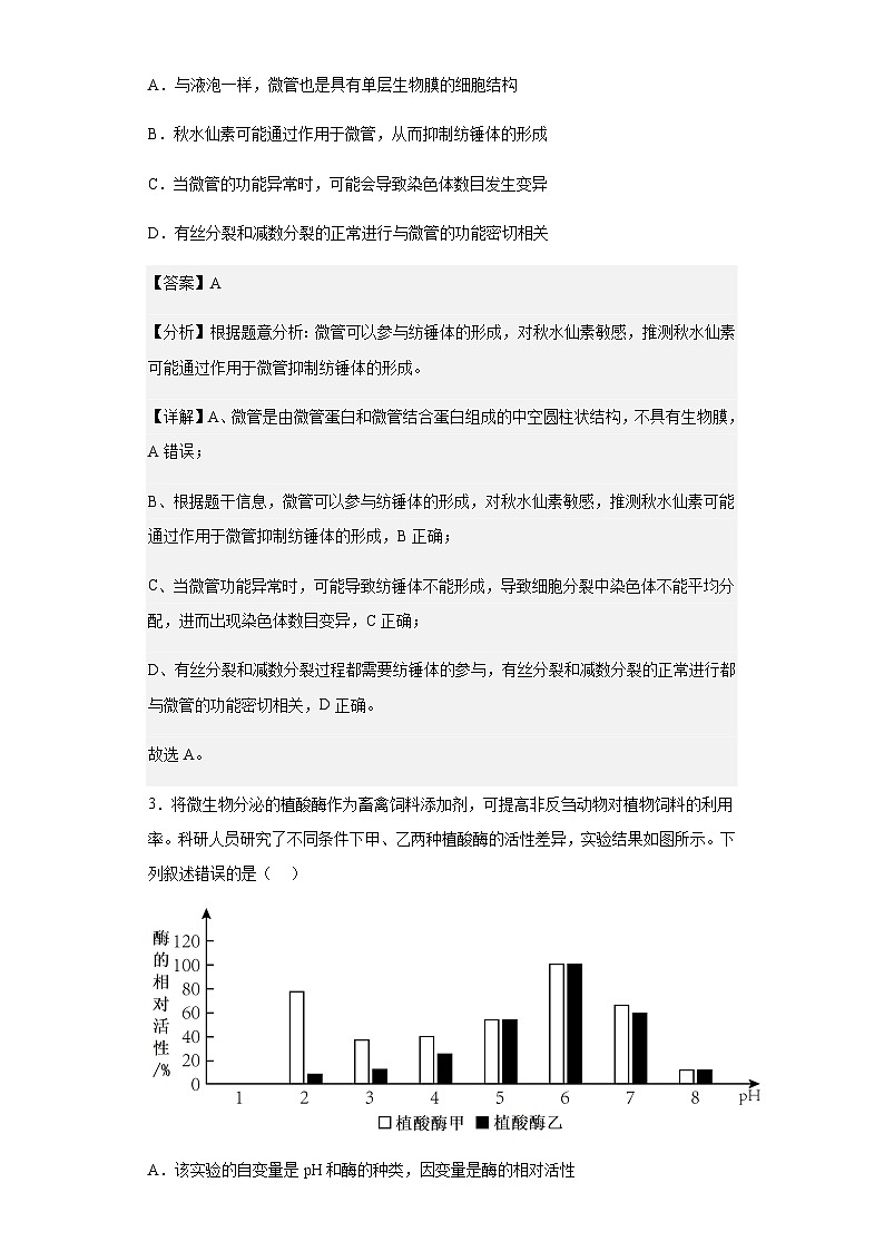 2022-2023学年安徽省十校联盟高三下学期4月期中理综生物试题含答案02