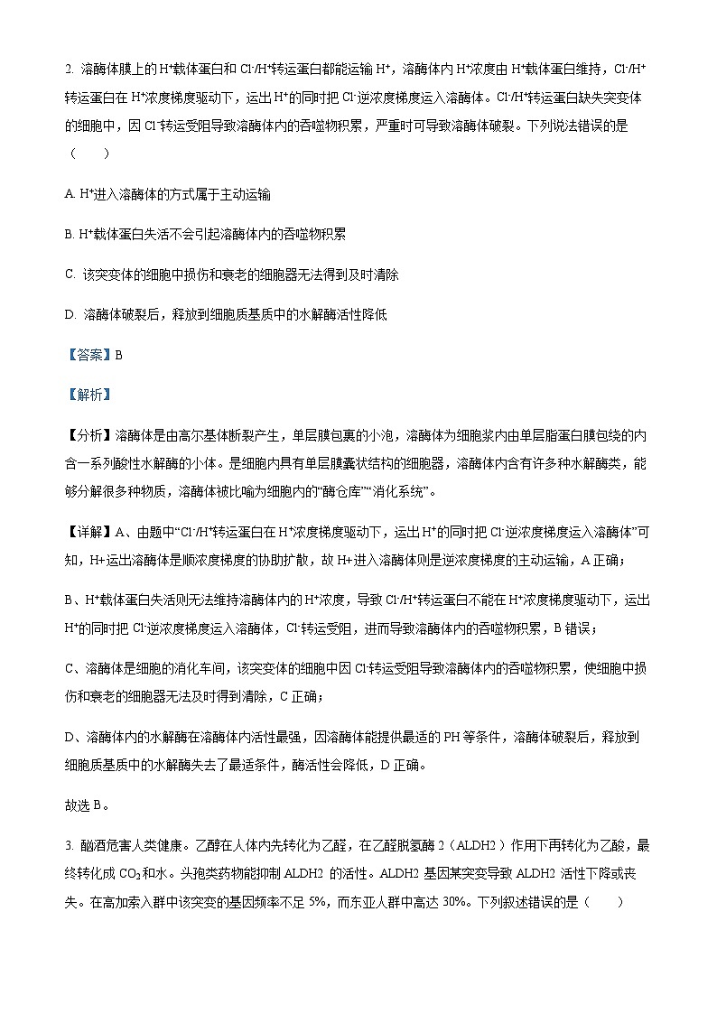 2022-2023学年山西省晋城市第一中学高三下学期8月月考生物试题含答案02