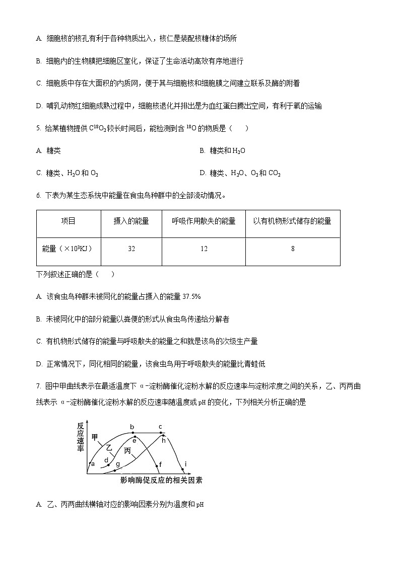 2021-2022学年浙江省金丽衢十二校高三下学期（5月）第二次联考试题生物含答案02