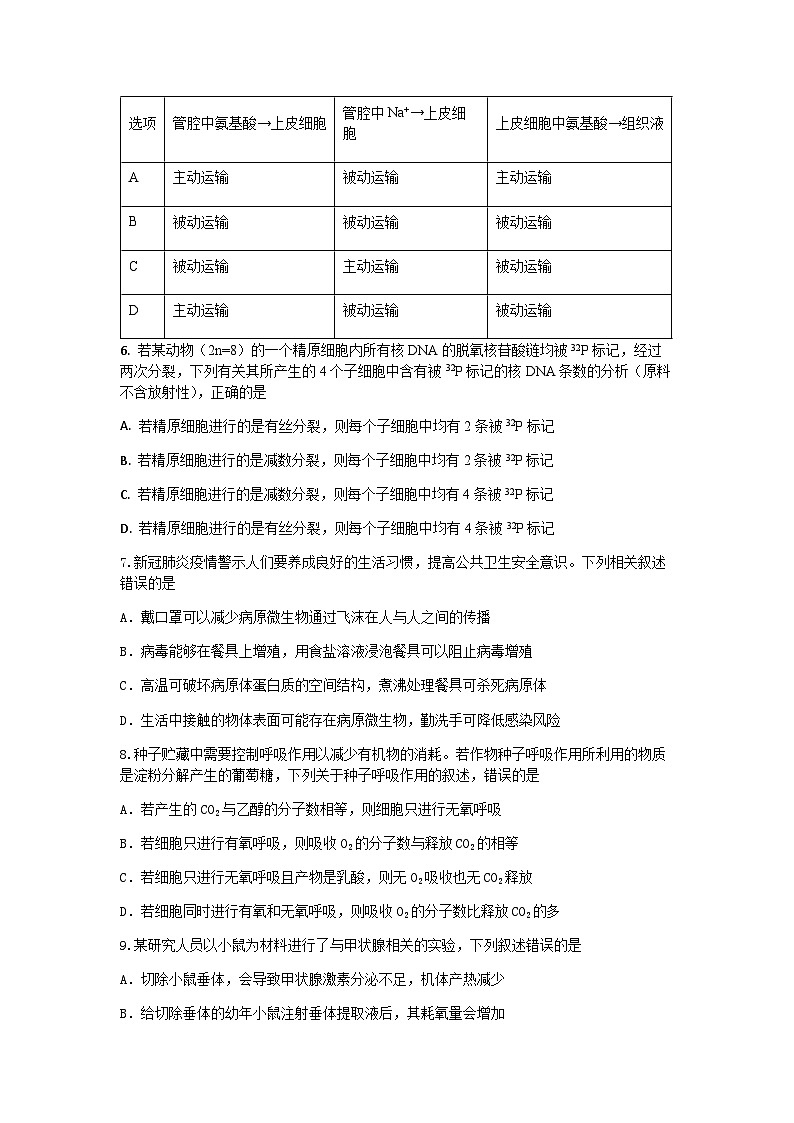 2022-2023学年四川省成都市石室中学高高三下学期周练1生物试题第2页