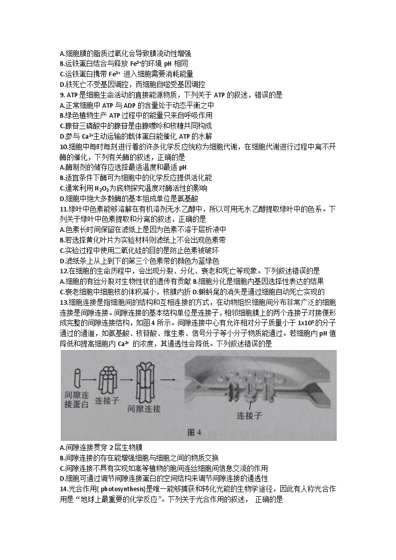贵州省贵阳第一中学2023-2024学年高三上学期高考适应性月考生物试卷（一）第3页