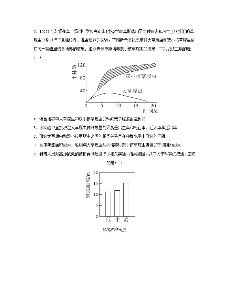 江苏专版2023_2024学年新教材高中生物第1章种群及其动态第3节影响种群数量变化的因素分层作业新人教版选择性必修2第3页