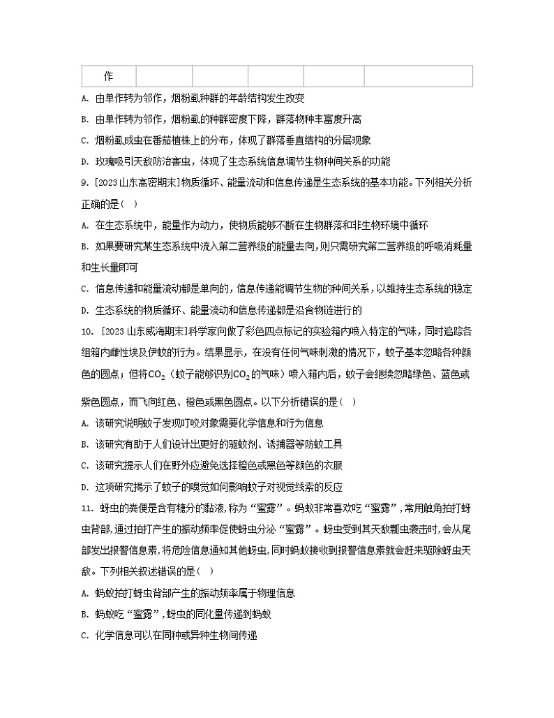 江苏专版2023_2024学年新教材高中生物第3章生态系统及其稳定性第4节生态系统的信息传递分层作业新人教版选择性必修2第3页