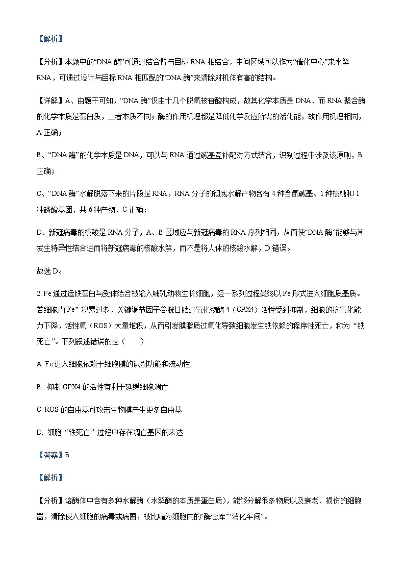 重庆市一中2022-2023学年高三2月月考生物试题  Word版含解析第2页