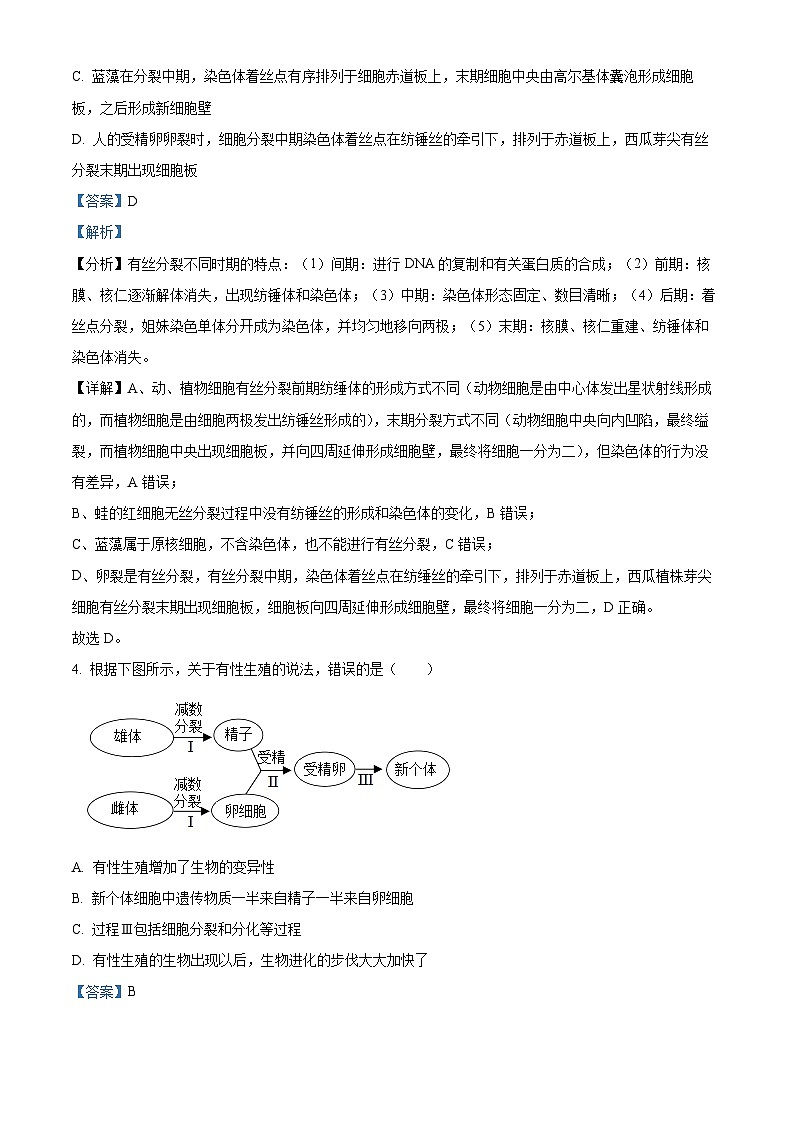 辽宁省沈阳市新民市高级中学2023-2024学年高三生物上学期9月开学试题（Word版附解析）03